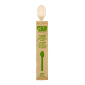 Wrapped Disposable Wooden Spoon 16cm (500 Units) 