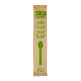 Wrapped Disposable Wooden Spoon 16cm (500 Units) 