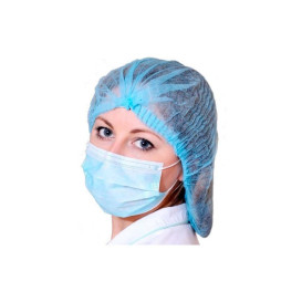 Disposable Bouffant Cap Accordion PP Blue 2 Gums Ø53cm (2000 Units)