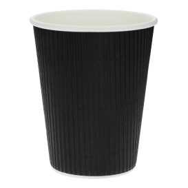 Paper Cup Ripple Wall Black 12 Oz/360ml Ø8,7cm (25 Units)