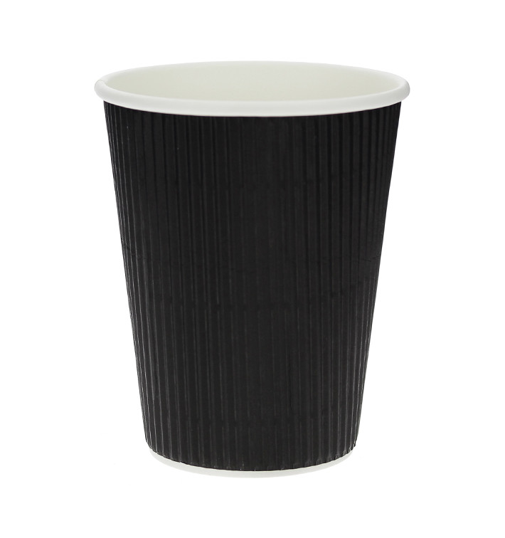 Paper Cup Ripple Wall Black 12 Oz/360ml Ø8,7cm (25 Units)