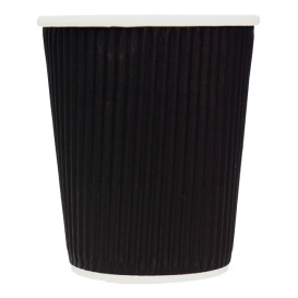 Paper Cup Ripple Wall Black 8 Oz/250ml Ø8cm (25 Units)