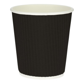 Paper Cup Ripple Wall Black 8 Oz/250ml Ø8cm (25 Units)