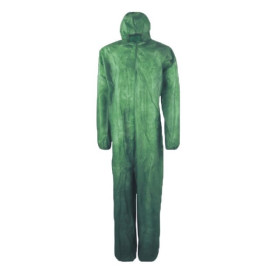 Disposable Plastic Coverall "TST" PP Hood Zipper Size XL Green (1 Unit) 