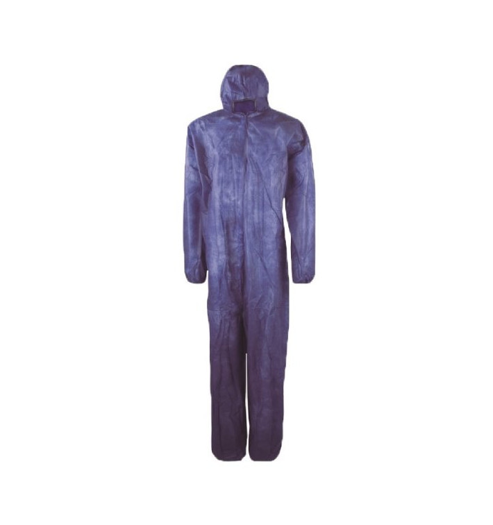 Disposable Plastic Coverall "TST" PP Hood Zipper Size L Blue (1 Unit) 