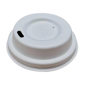 Lid with Hole of Moulded Cellulose Fibre White Ø6,2cm (50 Units)