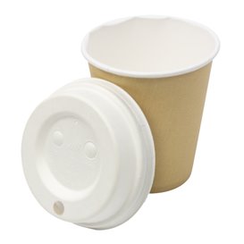 Lid with Hole of Moulded Cellulose Fibre White Ø8cm (60 Units)