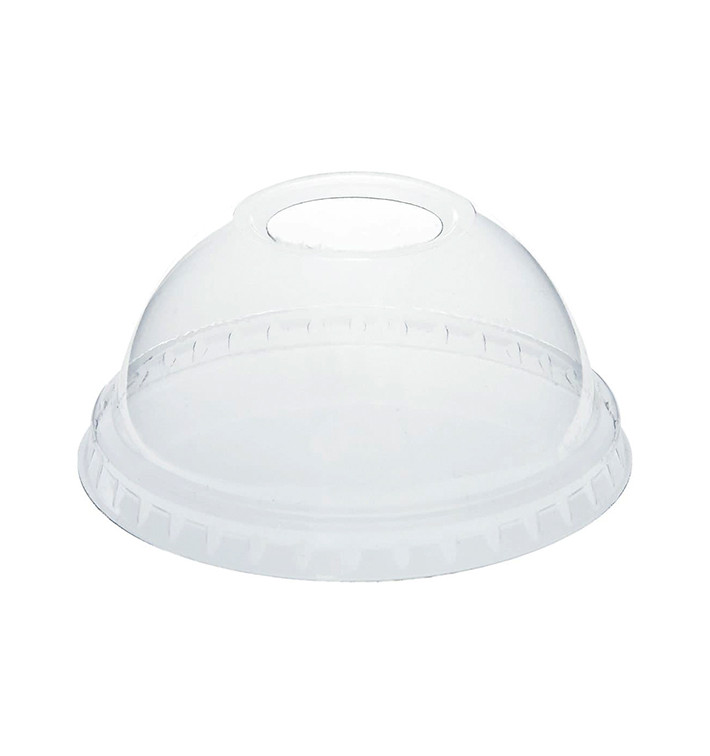 Plastic Dome Lid with Hole PLA Clear Ø9,5cm (100 Units)  