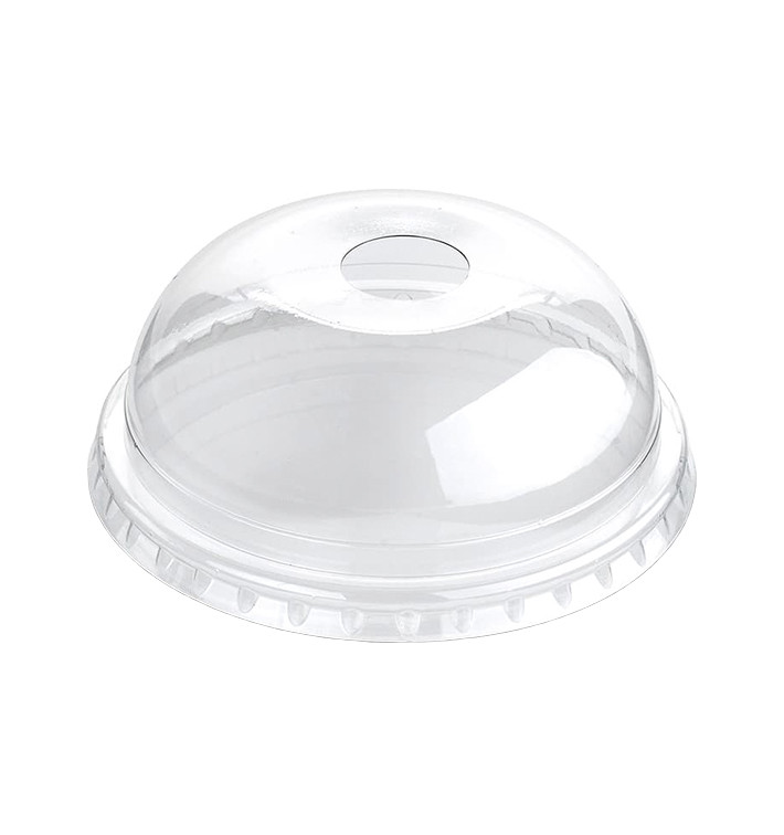 Plastic Dome Lid with Hole PET Crystal Ø9,4cm (100 Units)  