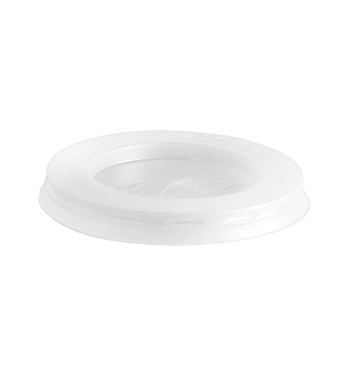 Plastic Lid with Straw Slot PS Clear Flat Ø7cm (100 Units)  