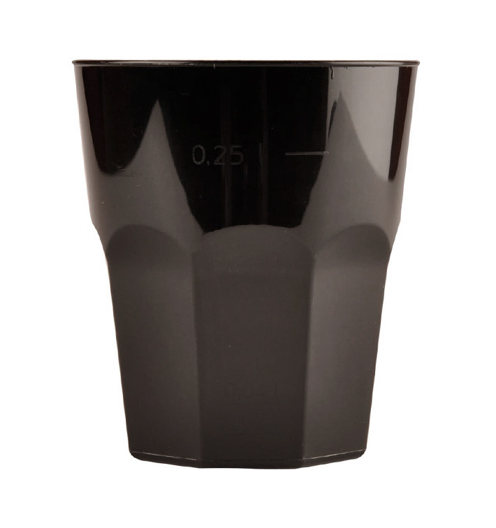 Plastic Cup for Cocktail PP Black Ø8,4cm 270ml (20 Units) 