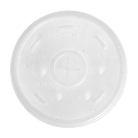 Plastic Lid with Straw Slot PS Ø8,9cm for Foam Cup (100 Units)