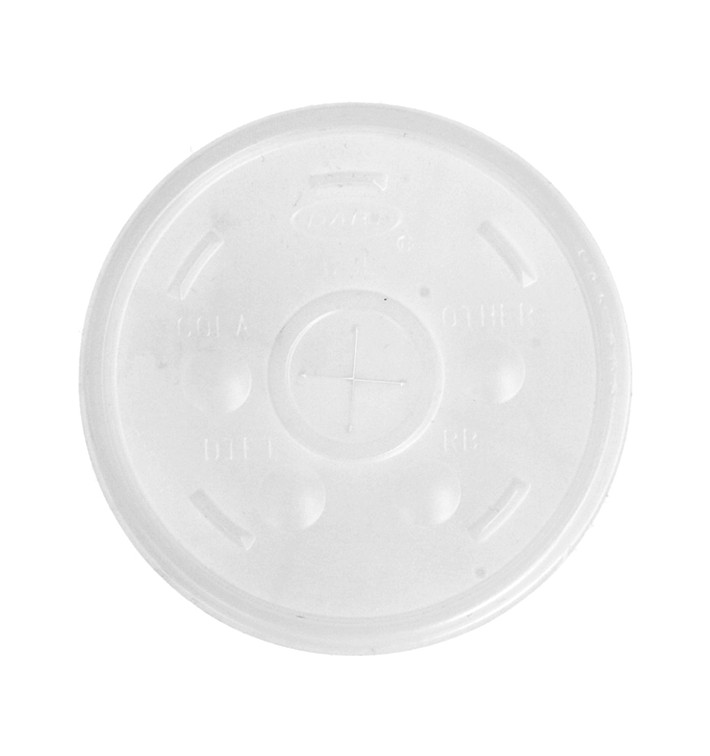 Plastic Lid with Straw Slot PS Ø8,9cm for Foam Cup (100 Units)