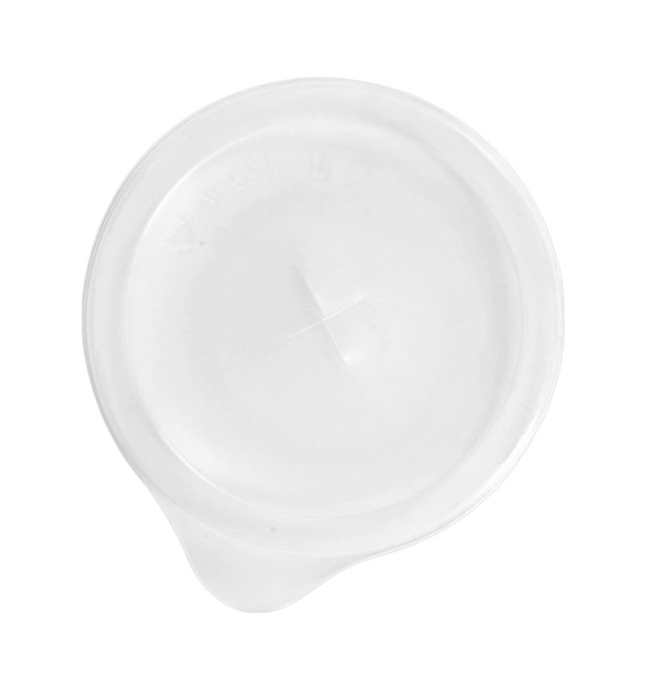 Plastic Lid with Straw Slot PS Easy Open Clear Flat Ø8cm (100 Units)  