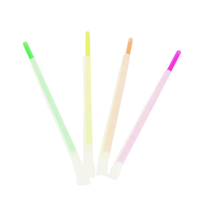 Plastic Straw Straight PS Fluorescent Wrapped Ø0,6cm 20cm (10000 Units)