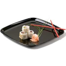 Plastic Tray Hard Black with Lid 27x27cm (5 Units) 