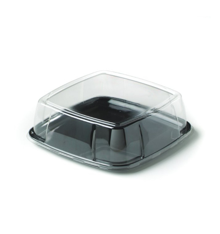 Plastic Tray Hard Black with Lid 27x27cm (5 Units) 