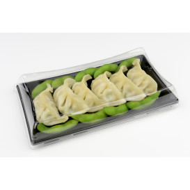 Plastic Platter Black with Lid 12x16cm (50 Units) 