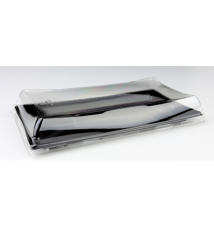 Plastic Platter Black with Lid 12x16cm (300 Uds)