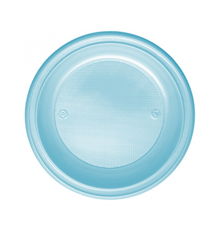 Plastic Plate PS Deep Light Blue Ø22 cm (30 Units) 