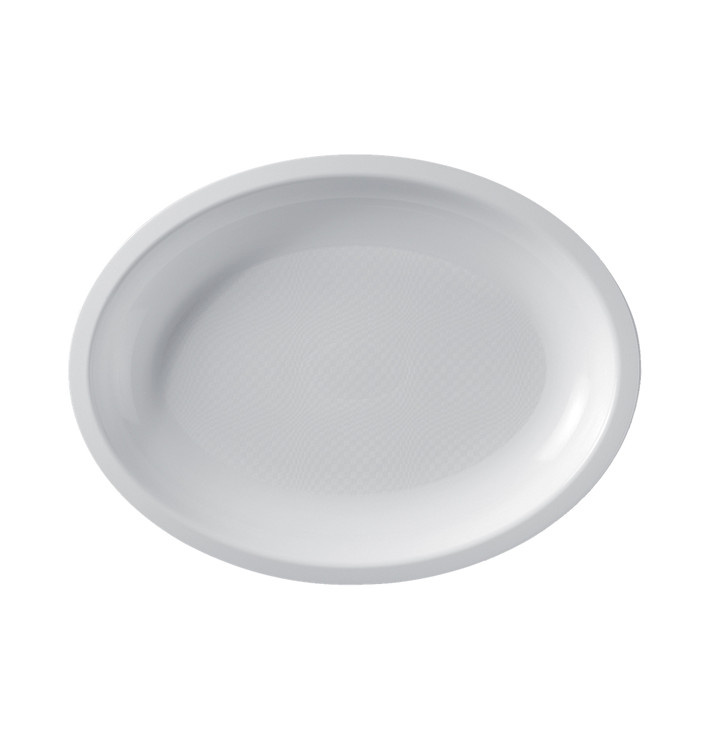 Plastic Platter Microwavable Oval Shape White 25,5x19 cm (50 Units) 