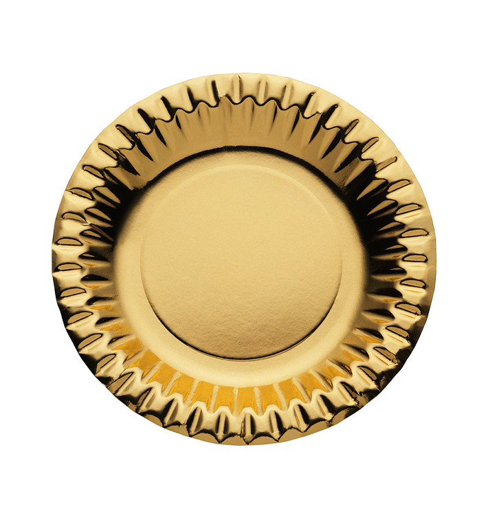 Paper Plate Round Shape "Party" Gold Ø18cm (10 Units) 