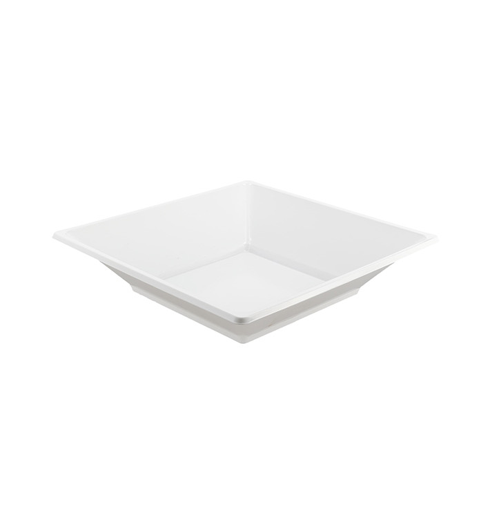 Plastic Plate PS Deep Square shape White 17 cm (6 Units) 