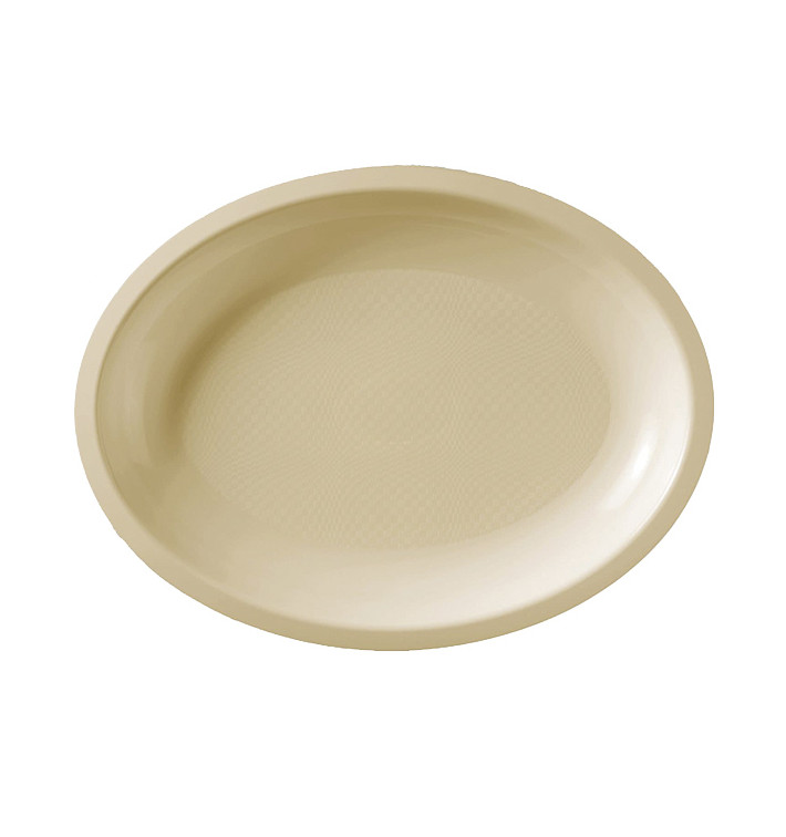 Plastic Platter Microwavable Oval Shape Cream "Round" 25,5x19 cm (50 Units) 