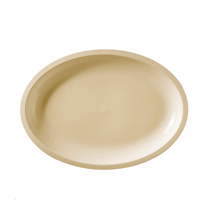 Plastic Platter Microwavable Oval Shape Cream "Round" 31,5x22 cm (25 Units) 