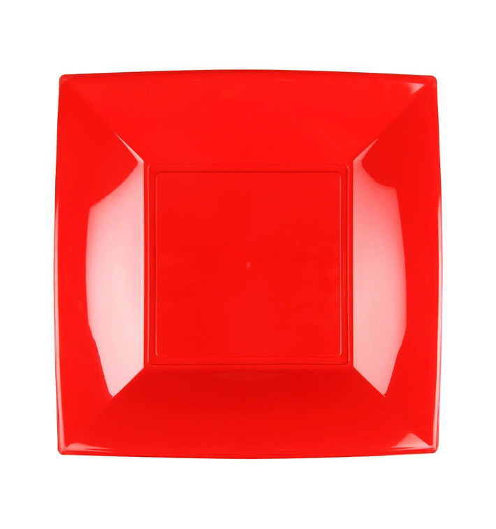 Plastic Plate Flat Red "Nice" PP 18 cm (300 Units)