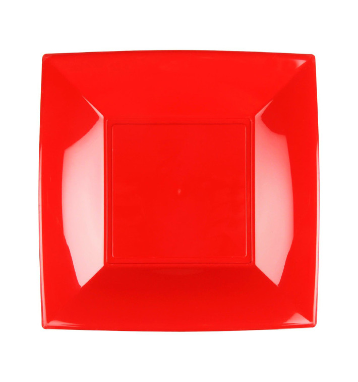 Plastic Plate Flat Red "Nice" PP 23 cm (25 Units) 