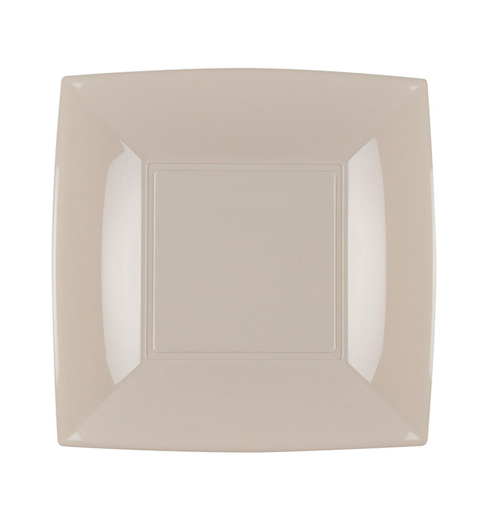 Plastic Plate Flat Beige "Nice" PP 18 cm (300 Units)