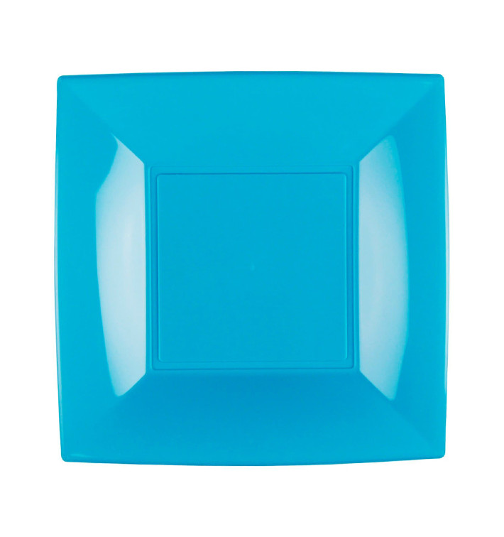 Plastic Plate Flat Turquoise "Nice" PP 23 cm (25 Units) 