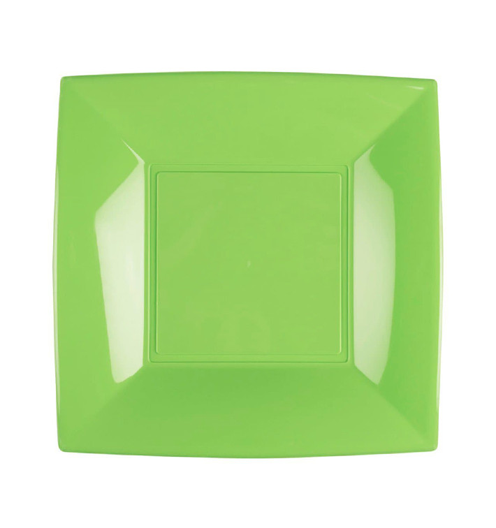 Plastic Plate Flat Lime Green "Nice" PP 18 cm (25 Units) 