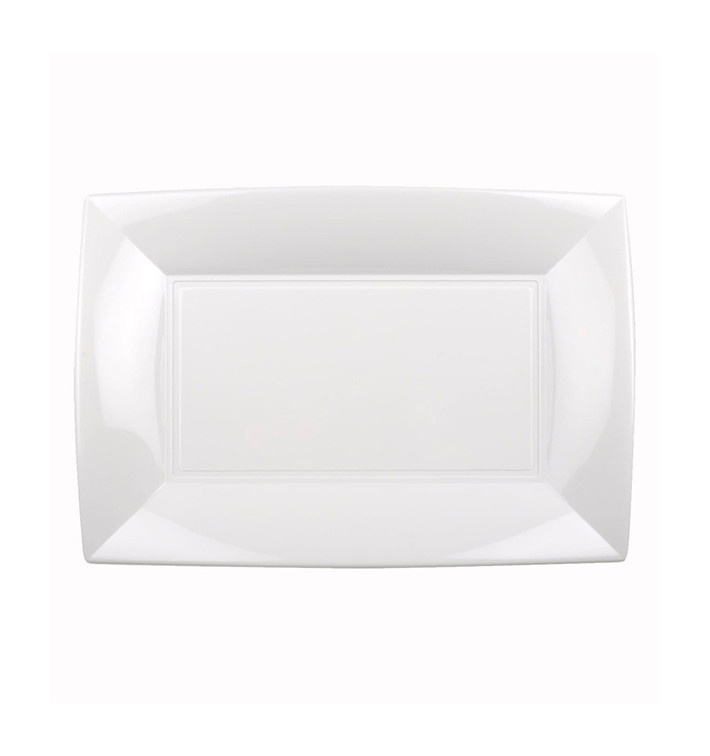 Plastic Tray Microwavable White "Nice" 28x19cm (12 Units) 