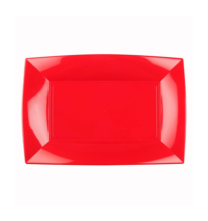 Plastic Tray Microwavable Red "Nice" 28x19cm (12 Units) 