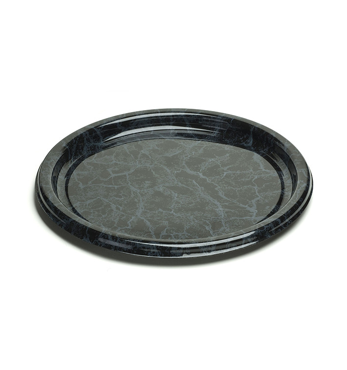 Plastic Tray Round Shape Marble 30 cm (5 Units) 