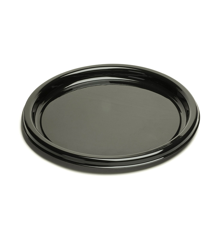 Plastic Tray Round Shape Black 46 cm (50 Uds)