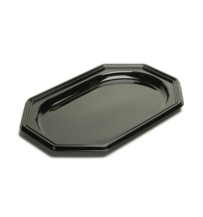 Plastic Platter Octogonal Shape Black 27x19 cm (50 Units)