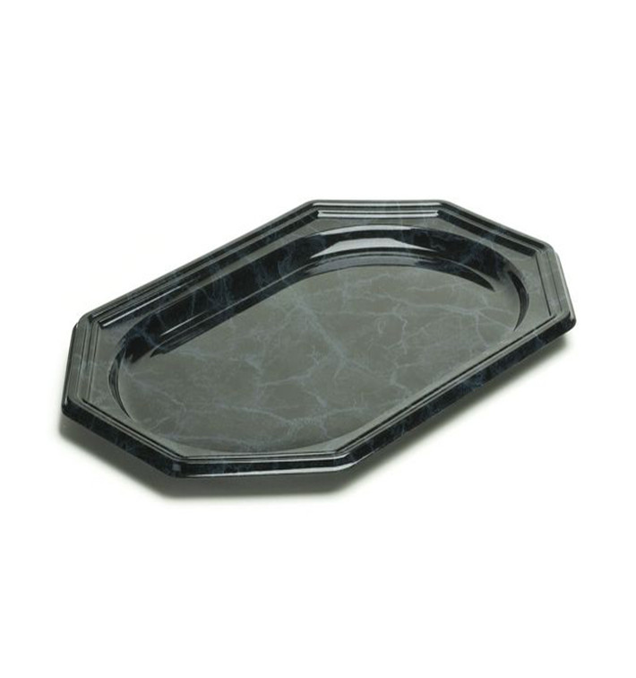 Plastic Platter Octogonal Shape Marble 46x30 cm (5 Units) 