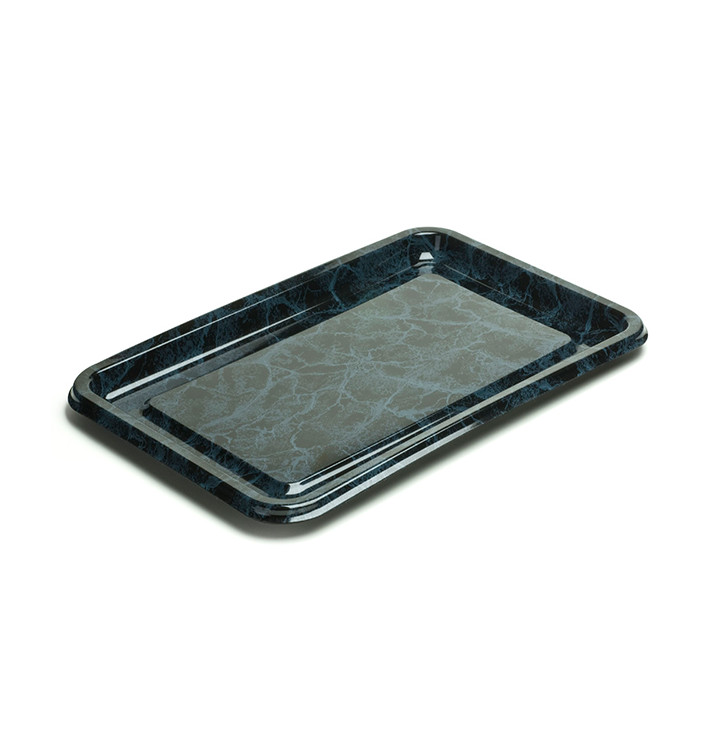 Plastic Platter Rectangular Shape Marble 46X30 cm (5 Units) 