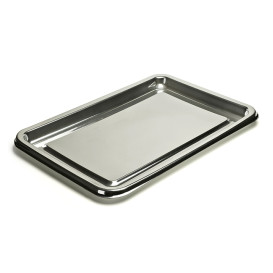 Plastic Platter Rectangular Shape Silver 46X30 cm (5 Units) 