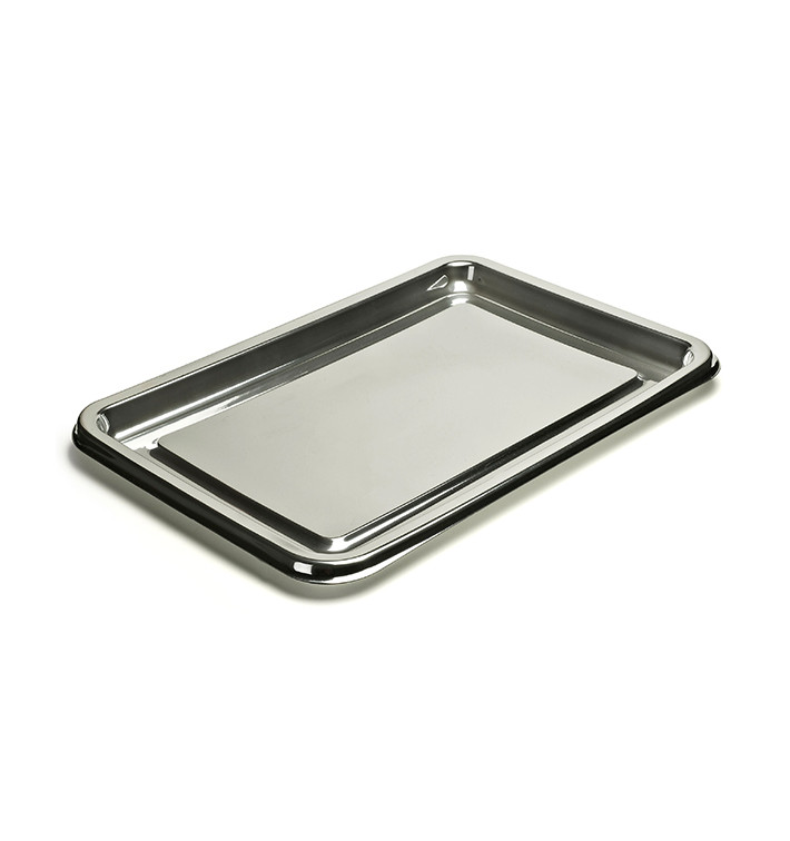 Plastic Platter Rectangular Shape Silver 55X37 cm (5 Units) 