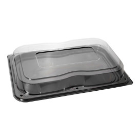 Plastic Tray with Lid Black 55x37cm (15 Uds)