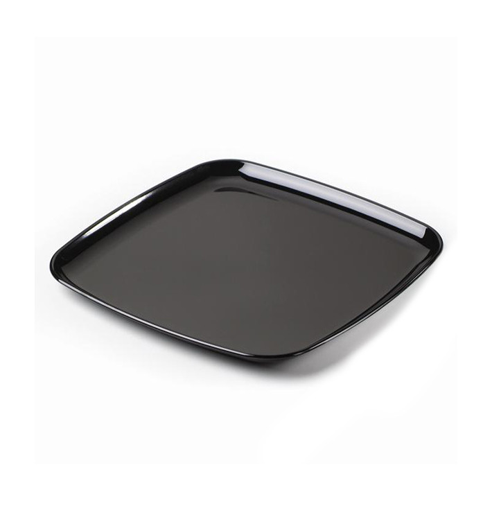 Plastic Tray Square Shape Hard Black 35x35cm (25 Uds)