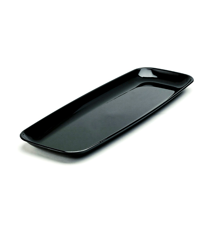 Plastic Tray Rectangular Shape Hard Black 22x56cm (5 Units) 