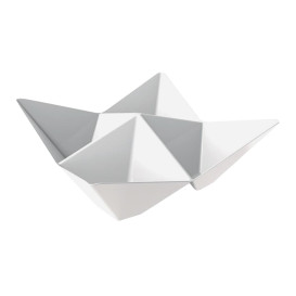 Tasting Plastic Bowl PS "Origami" White 10,3x10,3cm (25 Units)