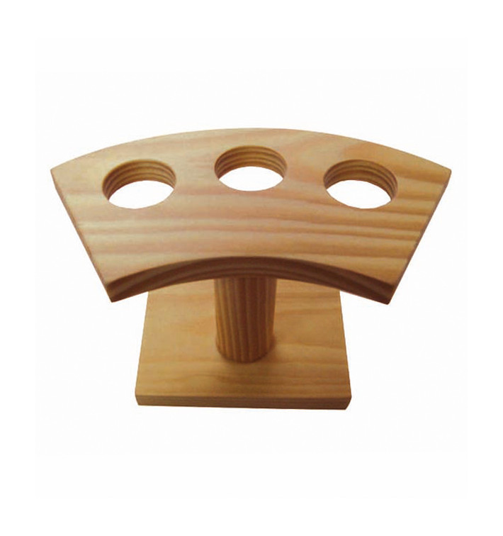 Bamboo Serving Cone Holder 3 slots (10 Units)