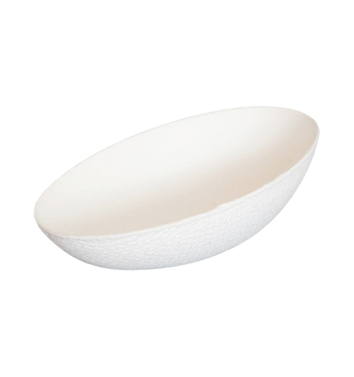 Sugarcane Mini Plate Oval Shape White 6,5x6,5 cm (50 Units) 