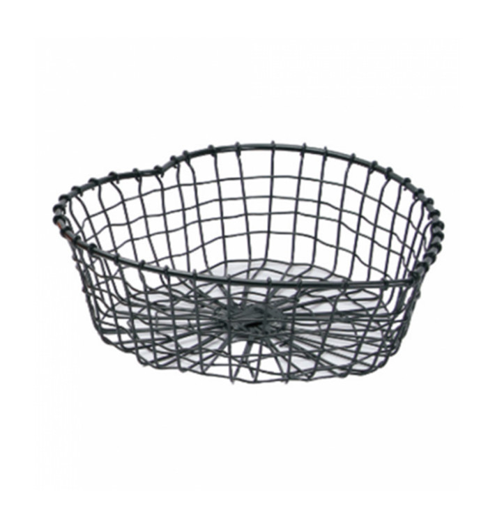 Serving Basket Containers Steel Heart Shape Black 28x27x9cm (1 Unit) 